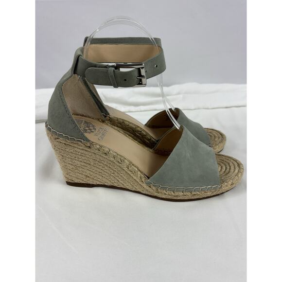 Vince Camuto Leera Green Pea Pod Suede Platform Espadrille Wedge Sandals 8 - Picture 4 of 10